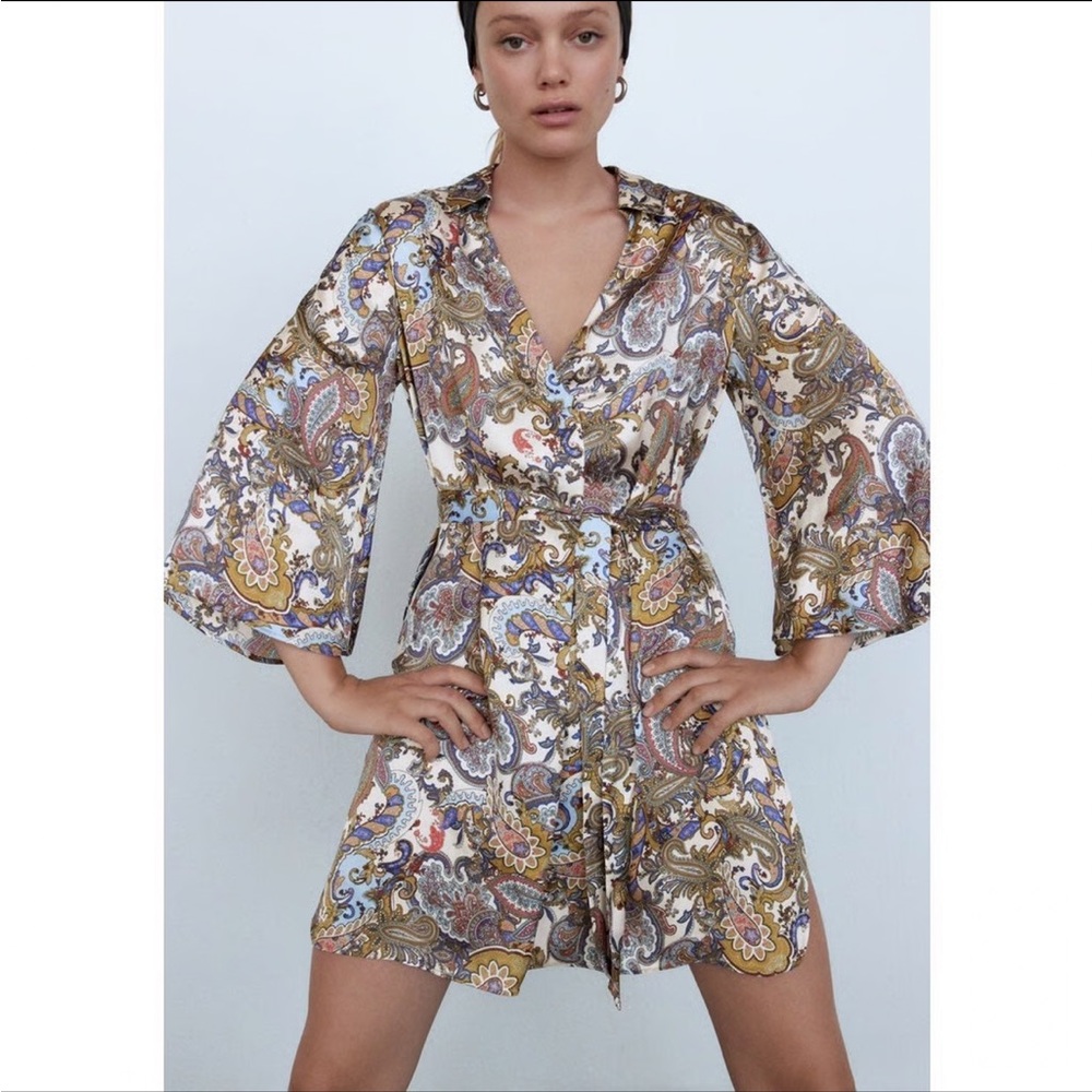 Zara Multicolor Paisley Mini Dress